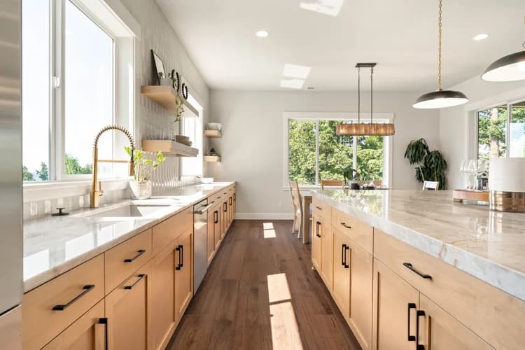 Modern kitchen with stone island
